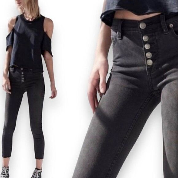 Free People Exposed Button Fly Skinny Jeans - Picture 1 of 12